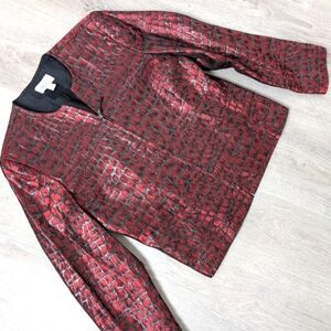 Vintage Conrad C Collection Made In Canada Red Crocodile Pattern Jacket Size 10